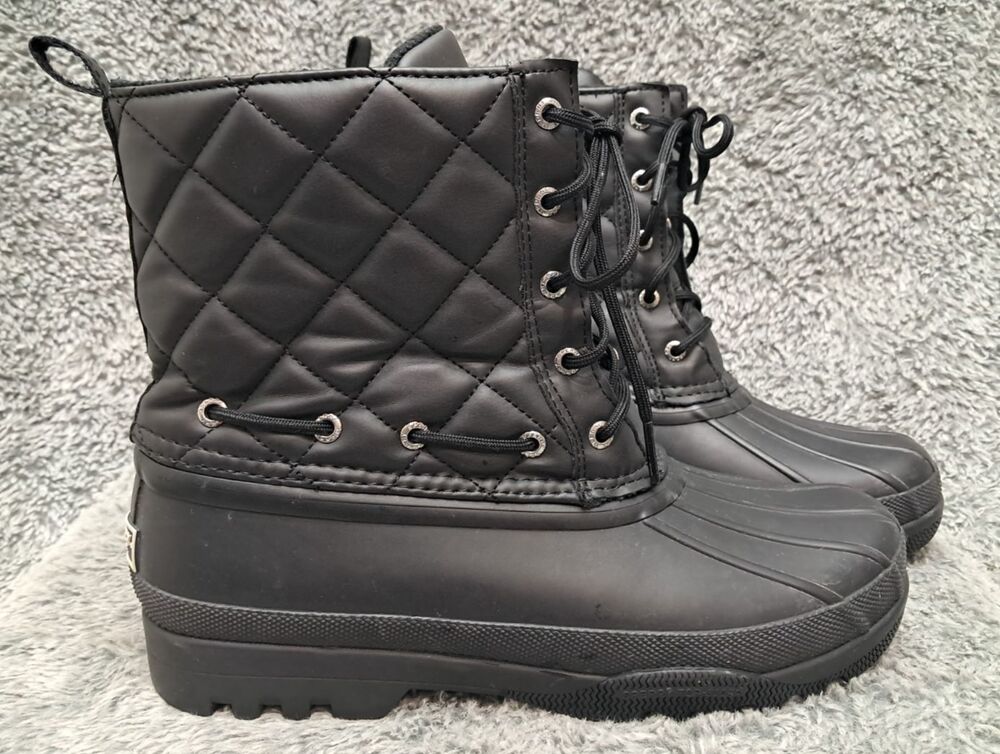 Sperry Duck Boots Womens 8 Top Sider Gosling Quilted Rubber Waterproof Lace Up